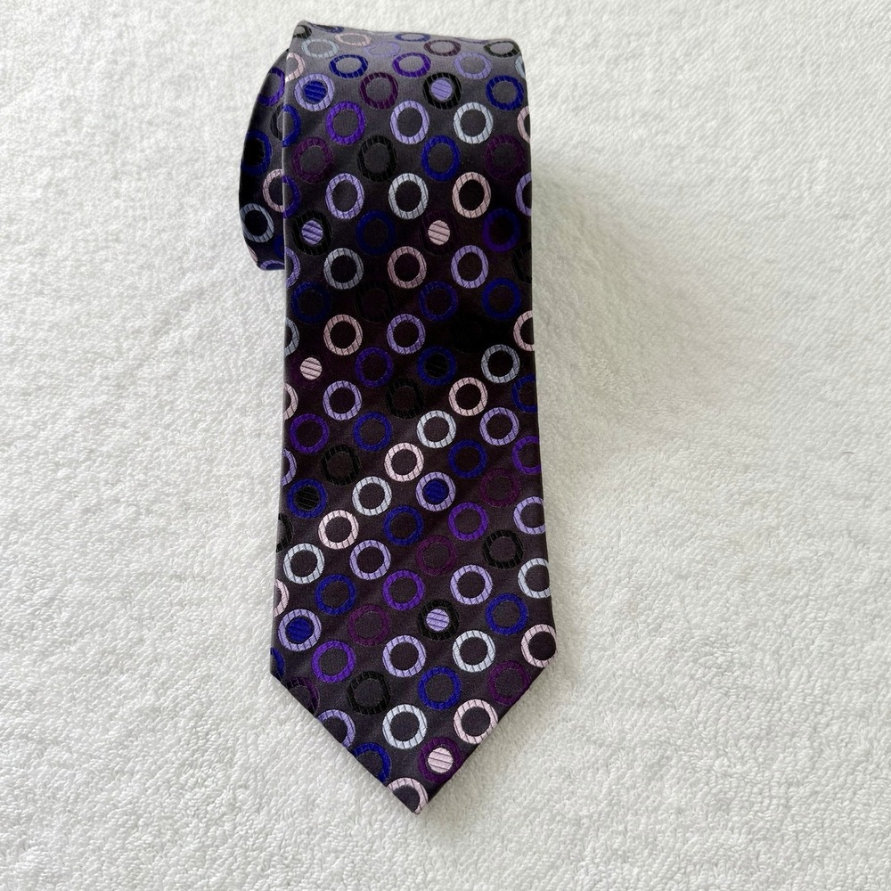 Duchamp Silk Tie‎ Mens Purple Prom Luxury Geometric Dots Necktie Wedding Office